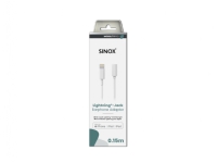 Sinox PRO Lightning Jack adapter m/original Apple™ chip. 0,15m. Hvid von SINOX
