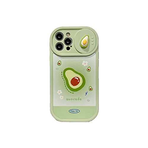 SINQERISHT Handyhülle Kompatibel mit Apple iPhone 14 Pro Hülle 3D Lustig Süße Obst Silikon Motiv Muster Kameraschutz Schutzhülle mit Slide Kamera Stoßfeste Cover(Avocado) von SINQERISHT