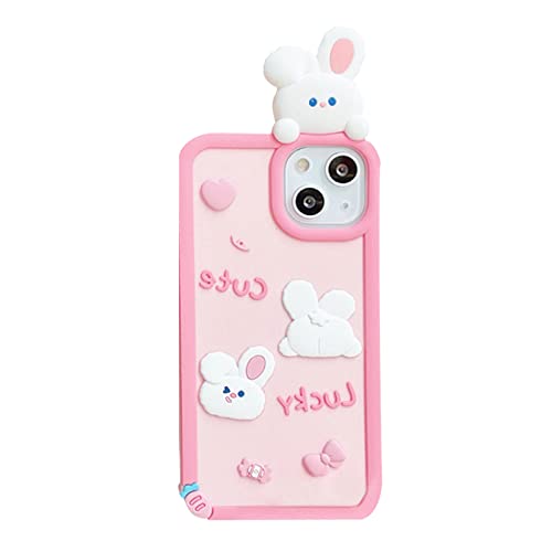 SINQERISHT Handyhülle für Apple iPhone 13 Pro Hülle Lustig Süße 3D Karikatur Puppe Silikon Motiv Muster Schutzhülle Gel TPU Bumper Stoßfeste Cover Case für Junge Mädchen(Kaninchen) von SINQERISHT