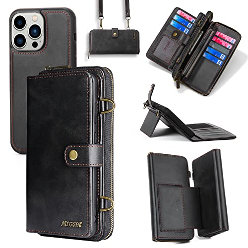 SINQERISHT Handykette Handyhülle für Apple iPhone 12 Pro Max Wallet Hülle 3 in 1 PU Leder Case mit Reißverschluss Kartenfach Ständer Handytasche Case mit Kordel Kette Magnet Schutzhülle(Schwarz) SINQERISHT Handykette Handyhülle für Apple iPhone 12 Pro Max Wallet Hülle 3 in 1 PU Leder Case mit Reißverschluss Kartenfach Ständer Handytasche Case mit Kordel Kette Magnet Schutzhülle(Schwarz) von SINQERISHT