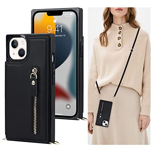 SINQERISHT Handykette Handyhülle für Samsung Galaxy S10 Hülle PU Klapphülle Brieftasche Kartenfächer Case mit Kordel Kette Standfunktion und Magnetverschluss Schutzhülle(Schwarz) von SINQERISHT