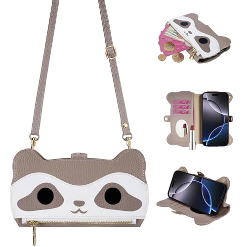 SINQERISHT Handykette Handyhülle für iPhone 15 Pro Max Wallet Hülle Leder mit Reißverschluss Kartenfach Ständer und Kordel Kette【Spiegel】 Handytasche Magnetverschluss Waschbären Klapphülle SINQERISHT Handykette Handyhülle für iPhone 15 Pro Max Wallet Hülle Leder mit Reißverschluss Kartenfach Ständer und Kordel Kette【Spiegel】 Handytasche Magnetverschluss Waschbären Klapphülle von SINQERISHT