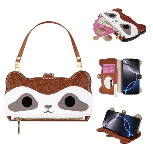 SINQERISHT Handykette Handyhülle für iPhone 7 Plus/8 Plus Wallet Hülle Leder mit Reißverschluss Kartenfach Ständer und Armband【Spiegel】 Handytasche Magnetverschluss Waschbären Klapphülle SINQERISHT Handykette Handyhülle für iPhone 7 Plus/8 Plus Wallet Hülle Leder mit Reißverschluss Kartenfach Ständer und Armband【Spiegel】 Handytasche Magnetverschluss Waschbären Klapphülle von SINQERISHT