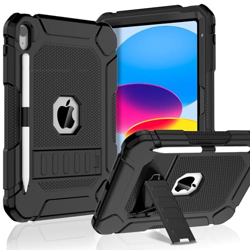 SINSO iPad 10th Generation Hülle 10.9 Zoll 2022 mit Kickstand Heavy Duty Stoßfest Schutzhülle Case für iPad 10th Gen 2022 - Schwarz von SINSO