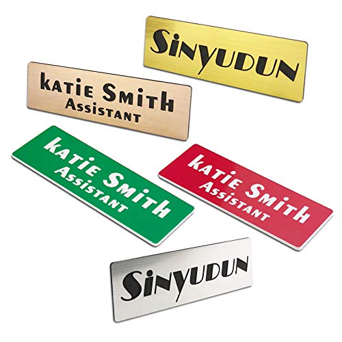 Lasergravierte Namensschilder mit Anstecknadel, Magnetisch, Selbstklebend Oder Blanko Rückseite, Langlebiges Personalisiertes Namensschild (2,5 x 7,6 cm) von SINYUDUN