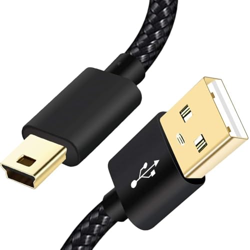 SIOCEN Mini-USB-Kabel, geflochten, Typ A auf Mini-B-Ladekabel für GoPro Hero 3+, PS3-Controllerkabel, MP3-Player, Garmin GPS, Dashcam, Canon PowerShot Rebel ELPH-Kamera für Sony Playstation 3 (2 m) von SIOCEN