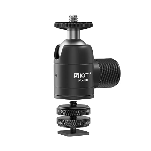 SIOTI Ultra Mini Kugelkopfhalterung mit Blitzschuh, kompatibel mit Digitalkamera/Mikrofon/Smartphone/Action-Kamera/Blitz/LCD (Mini Kugelkopf MX20) von SIOTI
