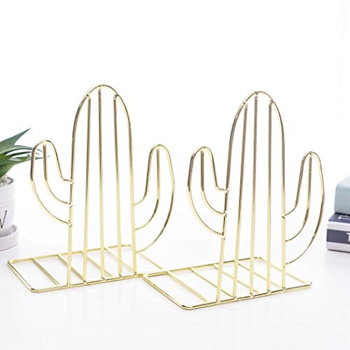 SIPLIV Kreativer minimalistischer Stil Buchstützen Metall Verstellbarer Bücherhalter Ständer Bücherregal Schreibtisch Buchstütze - Kaktus, Gold von SIPLIV