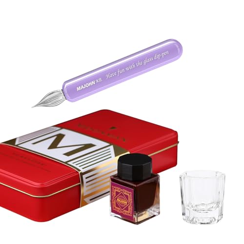 SIPLIV Majohn Crystal Glass Dip Pen Füllfederhalter Kit Vintage Kalligraphie Signaturen Stift mit Flaschentinte und Reinigungsbecher, Lila SIPLIV Majohn Crystal Glass Dip Pen Füllfederhalter Kit Vintage Kalligraphie Signaturen Stift mit Flaschentinte und Reinigungsbecher, Lila von SIPLIV