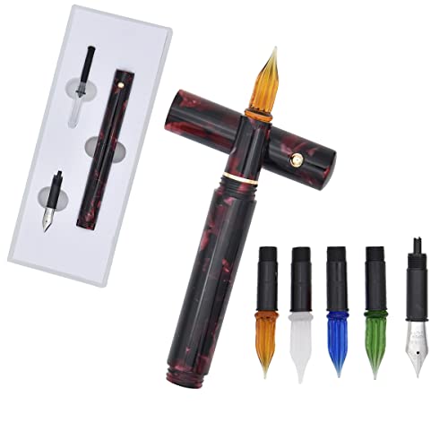 SIPLIV Resin Acryl Multifunktionaler Doppelzweck Stift Glas Dip Pen Füllfederhalter Taschenformat Reise Kurzer Stift mit 5 Arten Ersatz Stiftfeder - Weiß von SIPLIV