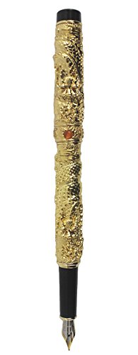 Sipliv dünnen doppelten Drachen 3d geschnitzten Füllfederhalter, golden von SIPLIV