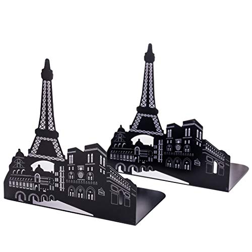 sipliv Buchstützen Stahl Universal Economy Halter Ständer Bücherregal Schreibtisch Buchstütze, Eiffelturm, 1 Paar (schwarz) von SIPLIV