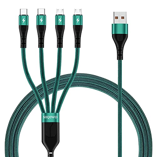 SIQIWO Multi USB Kabel [1.2M/3A], 4 in 1 Nylon Mehrfach Universal Ladekabel mit 2*Micro USB+2*Typ C, für Samsung Galaxy S22 S20 S10 S8 A5 J5, Note 20 10, Tab, Huawei, Moto, Xiaomi, Sony, LG, PS4 von SIQIWO