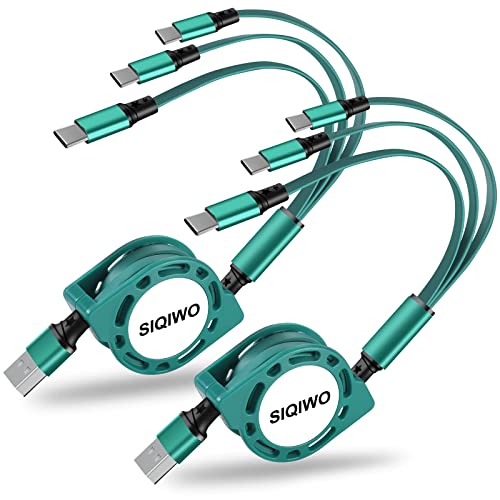 SIQIWO USB Typ C Kabel Schnellladung [3A/1M/2Stück], QC 3.0 USB C Einziehbares Ladekabel und Datenkabel mit 3 Typ C Port, für iPhone 15 Pro Max, Samsung Galaxy S24 S23 Ultra, Huawei, LG, Sony, Xiaomi von SIQIWO