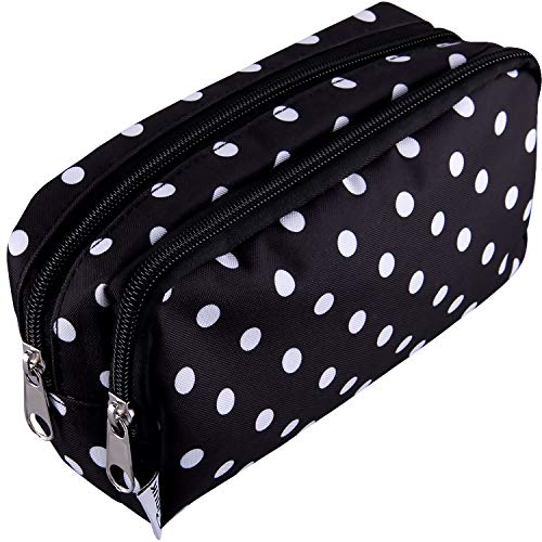 SIQUK Federmäppchen Große Kapazität Mäppchen Make-up Tasche Unisex für Schule und Büro für Teenager, Mädchen (Schwarz) von SIQUK