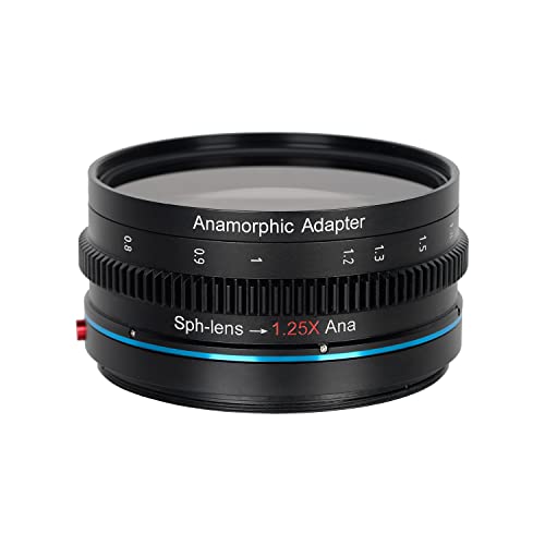 SIRUI 1,25x T2.9 Anamorphotischer Adapter mit einfachem Fokus vorne, 82mm Gewinde hinten mit Ringen (67mm, 72mm, 77mm, 92mm), Anamorphotischer Objektivadapter von SIRUI