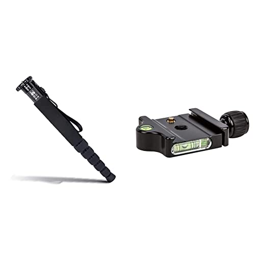 SIRUI AM-326M Einbeinstativ Carbon (Höhe: 155cm, Traglast: 10kg, Gewicht: 0,45kg) mit Handschlaufe und Kompass & AM-20P Schnellwechselbasis, für 1/4" und 3/8", Safety Lock, Arca Swiss kompatibel von SIRUI
