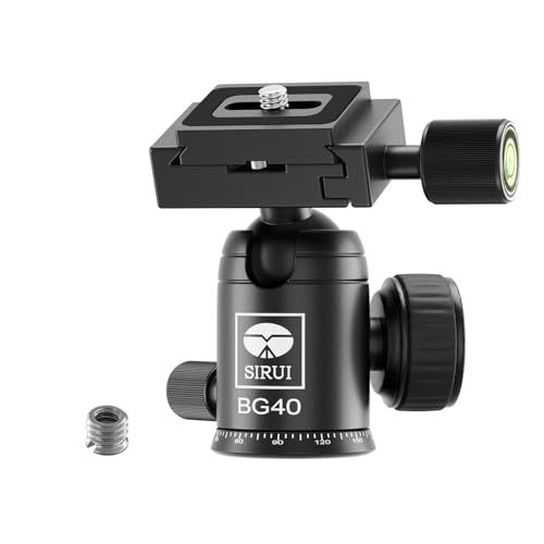 SIRUI Stativ Kugelkopf, Professioneller Stativkopf Aluminium für DSLR-Kamera mit 360° Panorama-Rotation und Schnellwechselplatte, Tragfähigkeit bis 10 kg für 1/4"-Stativ, Einbeinstativ, Slider, BG40 SIRUI Stativ Kugelkopf, Professioneller Stativkopf Aluminium für DSLR-Kamera mit 360° Panorama-Rotation und Schnellwechselplatte, Tragfähigkeit bis 10 kg für 1/4"-Stativ, Einbeinstativ, Slider, BG40 von SIRUI