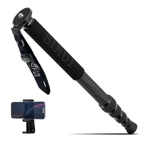 SIRUI Einbeinstativ Kamera AM-MDP01, 165cm Carbon monopod, leicht und kompakt für Reisen,5 Segmente, inklusive Telefonhalter, max. Tragkraft 10kg für DSLR von SIRUI