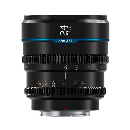 SIRUI Night Walker 24mm T1.2 Cine Objektiv Objektive Lens Lenses, große Blende, manueller Fokus(Modell MS24E-B, E-Mount, Schwarz) von SIRUI