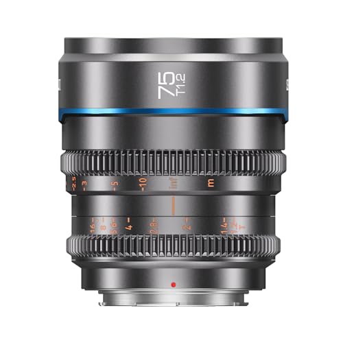 SIRUI Night Walker 75mm Cine-Objektiv mit Manuellem Fokus, Gran Apertura T1.2 Con Marco S35 für M4/3 Montieren Cameras, für BMPCC4K, GH5II,GH6, Z Cam (MS75M-G, MFT Montieren, grau) von SIRUI