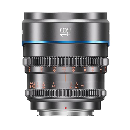 SIRUI Night Walker 16mm Cine-Objektiv mit Manuellem Fokus, T1.2 Large Aperture S35 Frame Wide Angle Prime Lens für M4/3 Montieren Cameras, für BMPCC4K, GH5II, GH6, Z Cam (MS16M-G, MFT, grau) von SIRUI