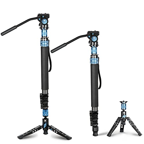 SIRUI P-424FS Kohlefaser-Kamera-Einbeinstativ-Kit, 168,4cm Hochleistungs-Profi-Video-Einbeinstativ mit VA-5 Fluid-Video-Kopf, Stativfuß, Flip Locks für DSLR-Kamera von SIRUI