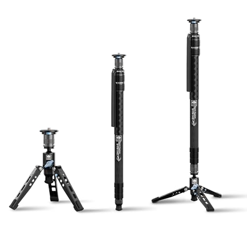 SIRUI SVM-145 Einbeinstativ Rapid System aus Kohlefaser mit Füßen, 144,8 cm professionelles Kamera Einbeinstativ, schnelle Höhenverstellung, leichtes Reise-Einbeinstativ für DSLR von SIRUI