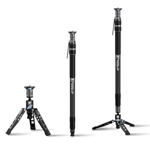 SIRUI SVM-165 Einbeinstativ Rapid System für Kameras, 165,1 cm Kohlefaser Einbeinstativ mit Füßen, schnelle Höhenverstellung, leichtes Reise-Einbeinstativ für DSLR-Kamera, modulares 3-in-1 von SIRUI