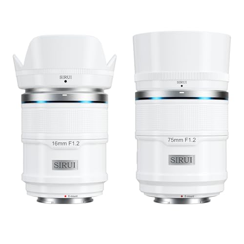 SIRUI Sniper 16mm 75mm Autofokus-Objektiv-Set, F1.2 Weitwinkel APS-C Kameraobjektiv, E Mount Objektiv für A6400, A6700, ZV-E10, FX3/30(E Mount, White) von SIRUI