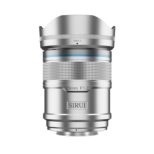 SIRUI Sniper 23 mm Autofokus-Objektiv, F1.2 Weitwinkel-APS-C-Kameraobjektiv (X-Mount, silberfarben) von SIRUI