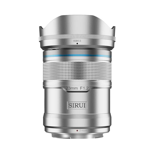 SIRUI Sniper 23 mm Autofokus-Objektiv, F1.2 Weitwinkel-APS-C-Kameraobjektiv (Z-Mount, silberfarben) von SIRUI