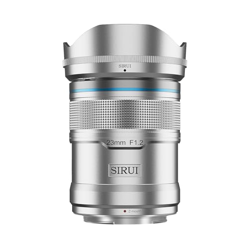 SIRUI Sniper 23mm Autofokus Objektiv, F1.2 Weitwinkel APS-C Kameraobjektiv,Z Mount Objektiv für Zfc, Z6, Z50, Z9 (Z Mount, Silver) von SIRUI