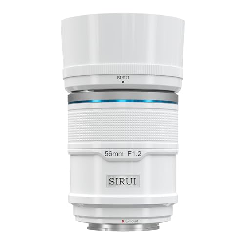 SIRUI Sniper 56mm Autofokus Objektiv, F1.2 Weitwinkel APS-C Kameraobjektiv, E Mount Objektiv für A6400, A6700, ZV-E10, FX3/30 (E Mount, White) von SIRUI