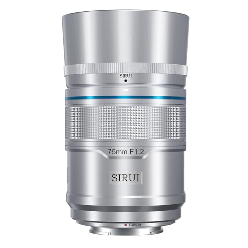 SIRUI Sniper 75mm Autofokus Objektiv, F1.2 Teleobjektiv für APS-C Kameras der A5 A6 A7 FX A9 ZV-E Serie (E-Mount, Silber) von SIRUI
