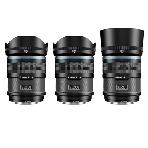 SIRUI Sniper F1.2 Autofokus-Objektiv-Set, 23mm, 33mm, 56mm, Weitwinkel APS-C Kameraobjektiv, X Mount Objektiv für X-H2s, X-T5, X-M5,X-S20 (AS-3S-XB, X Mount, Black) von SIRUI