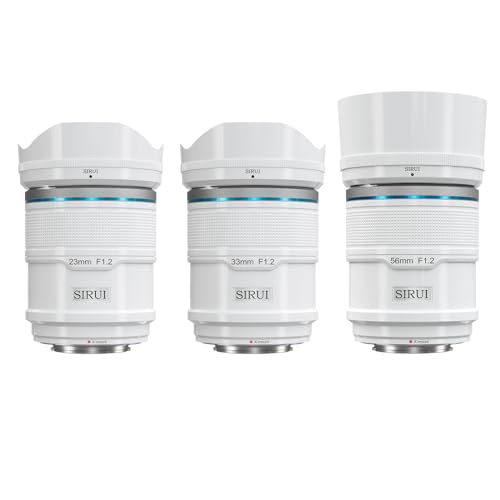 SIRUI Sniper F1.2 Autofokus-Objektiv-Set, 23mm, 33mm, 56mm, Weitwinkel APS-C Kameraobjektiv, X Mount Objektiv für X-H2s, X-T5, X-M5,X-S20 (AS-3S-XW, X Mount, White) von SIRUI