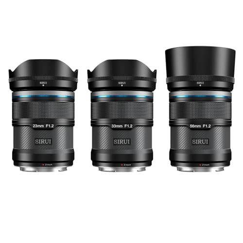 SIRUI Sniper F1.2 Autofokus-Objektiv-Set, 23mm, 33mm, 56mm, Weitwinkel APS-C Kameraobjektiv, Z Mount Objektiv für Zfc, Z6, Z50, Z9(AS-3S-ZB, Z Mount, Black) von SIRUI