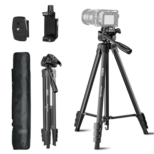 SIRUI Stativ für Kamera und Telefon, 177,8 cm hoch, Kamerastativ mit Handyhalterung und Reisetasche für Handy, DSLR, Laser-Wasserwaage, Camcorder, Spektive und Außenaufnahmen von SIRUI