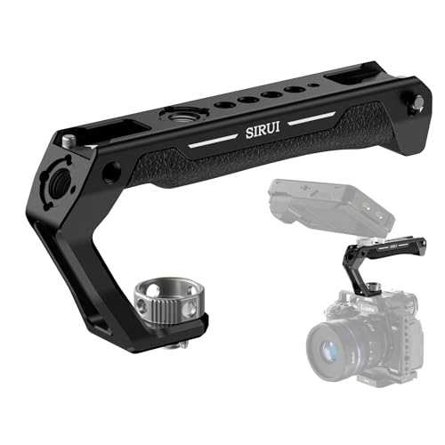 SIRUI Top Handle mit 3/8"-16 ARRI Locating Pins Mount, Kamerakäfig Silikon Handgriff mit Cold Shoe mit Sicherheitsstiften, 1/4" und 3/8" Aufnahmegewinde für Mikrofon LED Monitor AM-THA von SIRUI