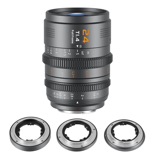 SIRUI VP-1 Vision Prime 1 T1.4 Vollformat-Cine-Objektivset, 24mm Kinoobjektiv mit manuellem Fokus und vorinstalliertem E-Mount, austauschbare RF/Z/L-Mounts (Metallgrau) von SIRUI