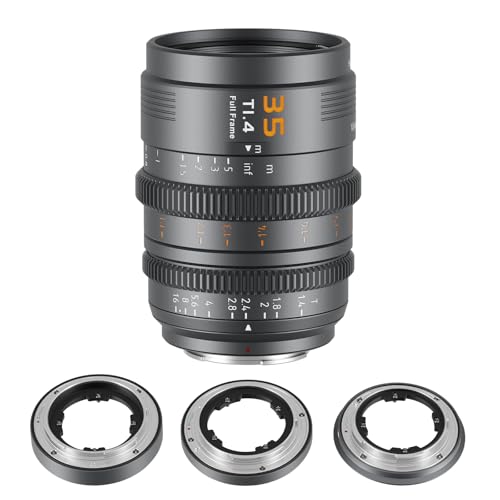 SIRUI VP-1 Vision Prime 1 T1.4 Vollformat-Cine-Objektivset, 35mm Kinoobjektiv mit manuellem Fokus und vorinstalliertem E-Mount, austauschbare RF/Z/L-Mounts (Metallgrau) von SIRUI