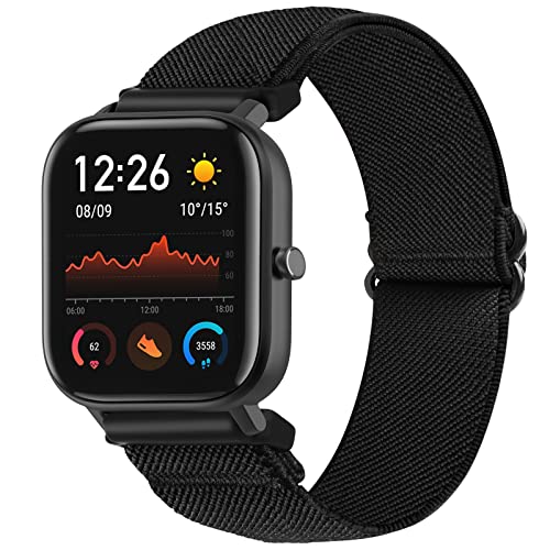 SITAFU Armband für Amazfit GTS/GTS 2/GTS 3,20MM Nylon Elastisches Verstellbares Sportarmband Geflochten Ersatzarmband für Amazfit Bip/GTS 2 mini/GTS 2e/Watch GT2 Classic/GT2 Pro 46mm/GT 2e/GT Sport von SITAFU