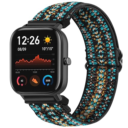 SITAFU Armband für Amazfit GTS/GTS 2/GTS 3,20MM Nylon Elastisches Verstellbares Sportarmband Geflochten Ersatzarmband für Amazfit Bip/GTS 2 mini/GTS 2e/Watch GT2 Classic/GT2 Pro 46mm/GT 2e/GT Sport von SITAFU