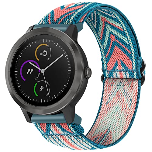 SITAFU Armband für Garmin Vivoactive 3/3 Music,20MM Nylon Elastisches Verstellbares Sportarmband Geflochten Ersatzarmband für Garmin Forerunner 245/245 Music/Forerunner 645/645 Music/Vivomove HR/3 von SITAFU