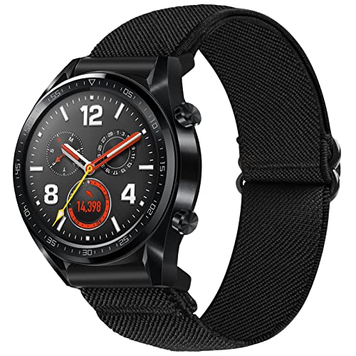 SITAFU Armband für Huawei Watch GT 2/GT 3 46mm,22MM Nylon Elastisches Verstellbares Sportarmband Geflochten Ersatzarmband für Huawei Watch GT 46MM/GT2 Classic/GT2 Pro 46mm/GT 2e/GT Sport (Schwarz) von SITAFU