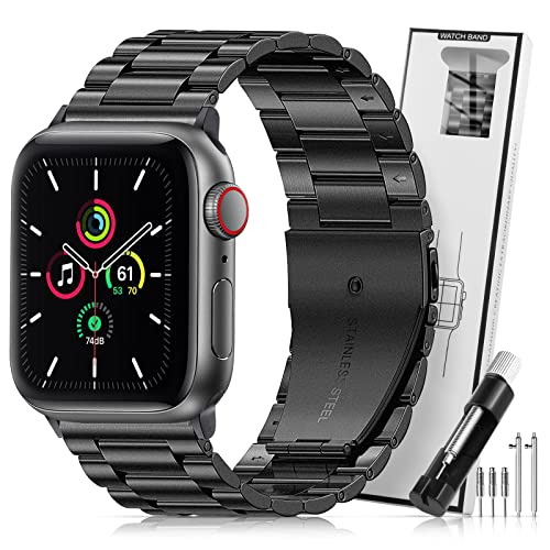 SITAFU Ersatzarmband Kompatibel mit Apple Watch Armband 38mm 40mm 41mm,Edelstahl Metall Ersatzband Kompatibel mit iWatch Series 8 7 6 5 4 3 2 1 SE Uhrenarmband für Damen Männer - Schwarz von SITAFU