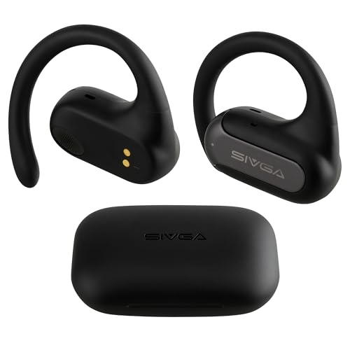 SIVGA SO2 Open Ear Kopfhörer, Drahtlose Kopfhörer mit 4-Mikrofonen für klare Anrufe, Leichte Ohrhörer mit Ohrhaken für Sporttraining, IPX5, 30-Stunden-Spielzeit (Schwarz) von SIVGA