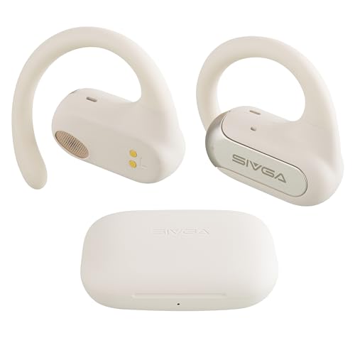 SIVGA SO2 Open Ear Kopfhörer, Drahtlose Kopfhörer mit 4-Mikrofonen für klare Anrufe, Leichte Ohrhörer mit Ohrhaken für Sporttraining, IPX5, 30-Stunden-Spielzeit (Weiß) von SIVGA