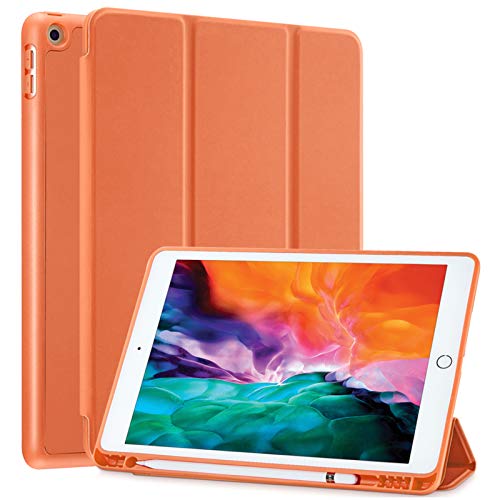 SIWENGDE Schutzhülle für Apple iPad 9,7 Zoll (2018, iPad 6. Generation), mit Stifthalter, schlankes, weiches Silikon, intelligenter dreifach Faltbarer Ständer, Schutzhülle (Pastellorange) von SIWENGDE